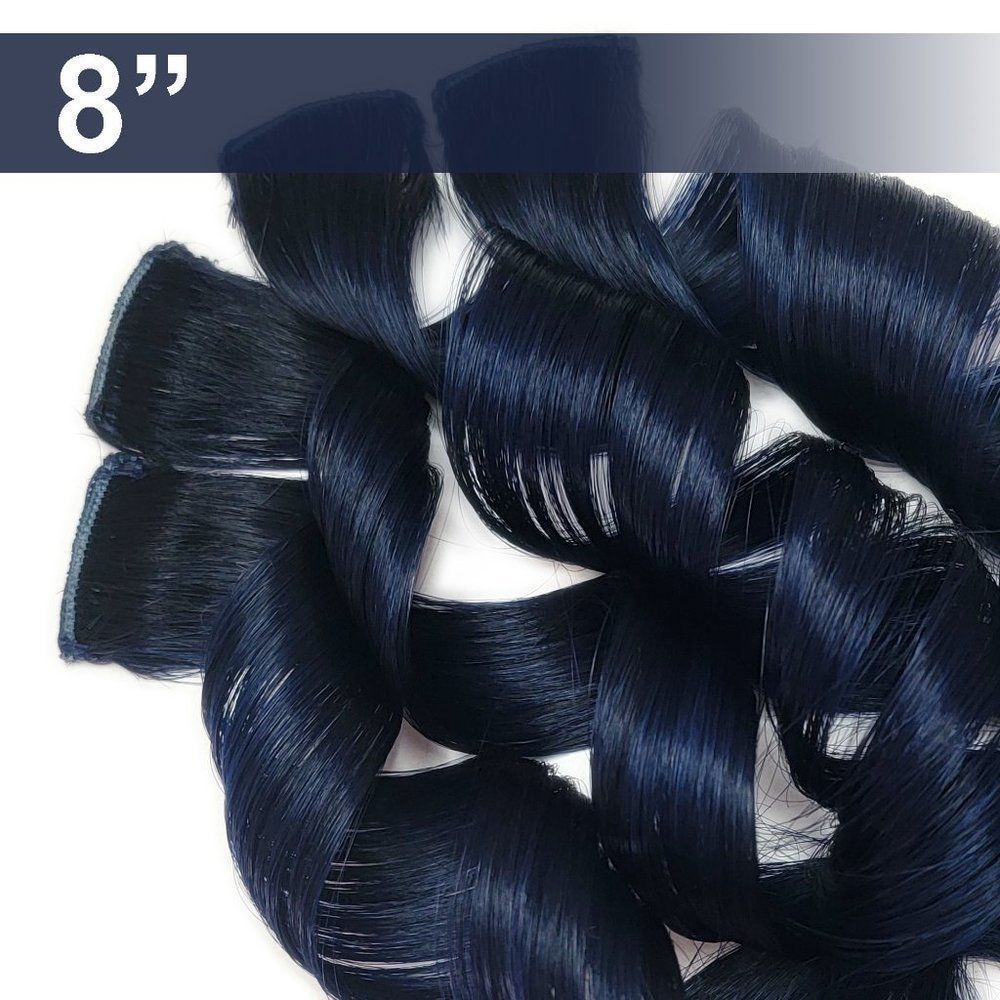 Dark Blue Real Human Hair Extensions Clip in Galaxy Oilslick Hairstyle